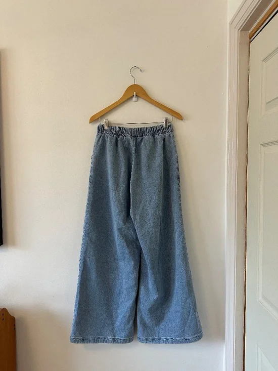 NWT Aerie Daydream Denim Stretch Pull On Trouser in Medium Indigo Wash | Small - Picture 6 of 11